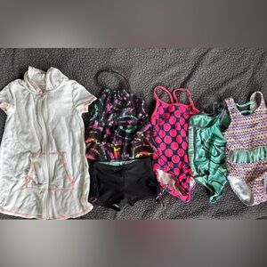 Bundle of girls size 4/5 bathing suits and cover up